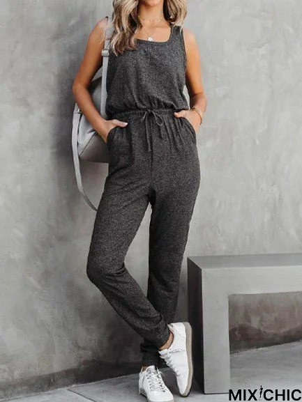 Casual Drawstring Jumpsuit & Romper