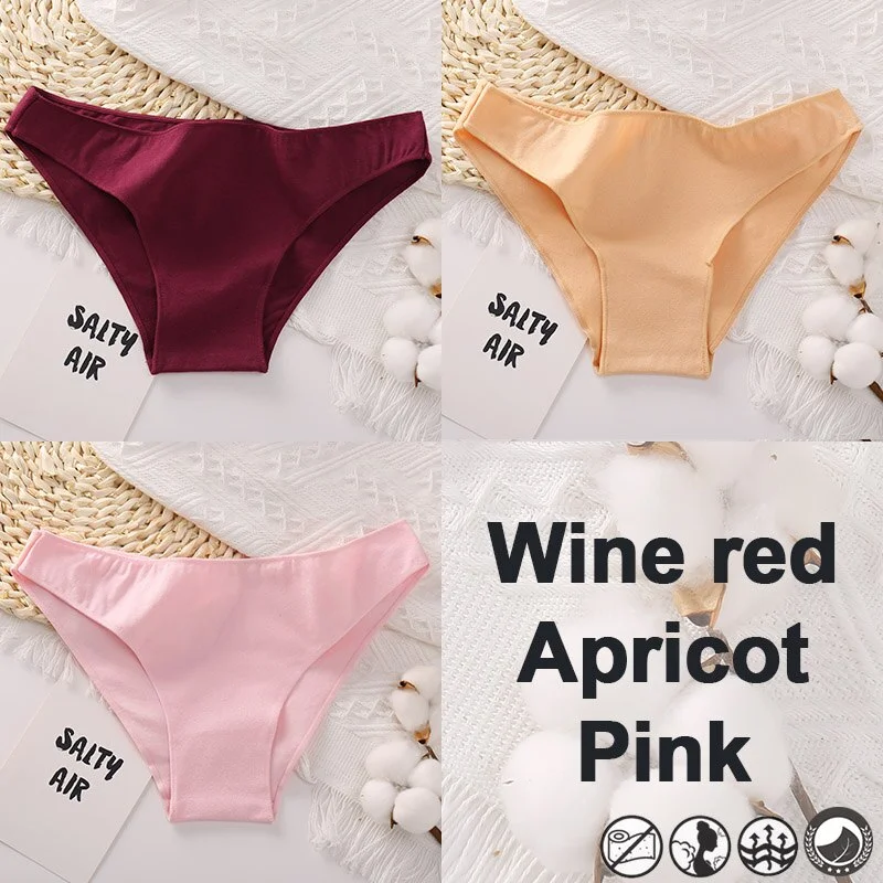 3PCS/Set Women's Panties Bikini Briefs Cotton Underwear Sexy Lingerie M-XXL Panties Female Underpants Solid Color Girls Pantys