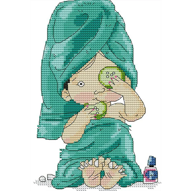 Joy Sunday Beauty Manicure Coon ing 14CT Stamped Cross Stitch 17*27cm