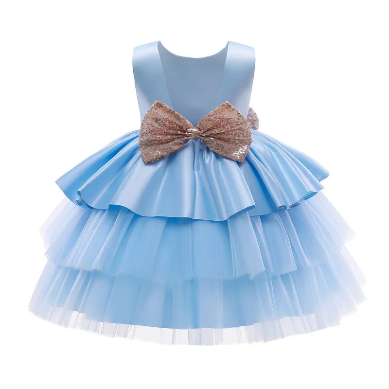 Newborn Baby Bownot Dress 1 Year Baby Girls 2nd Birthday Tutu Christening Gown Toddler Wedding Baptism Clothes Infant Party Wear