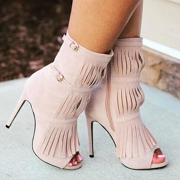 Tassel Zipper Fashion High Heels