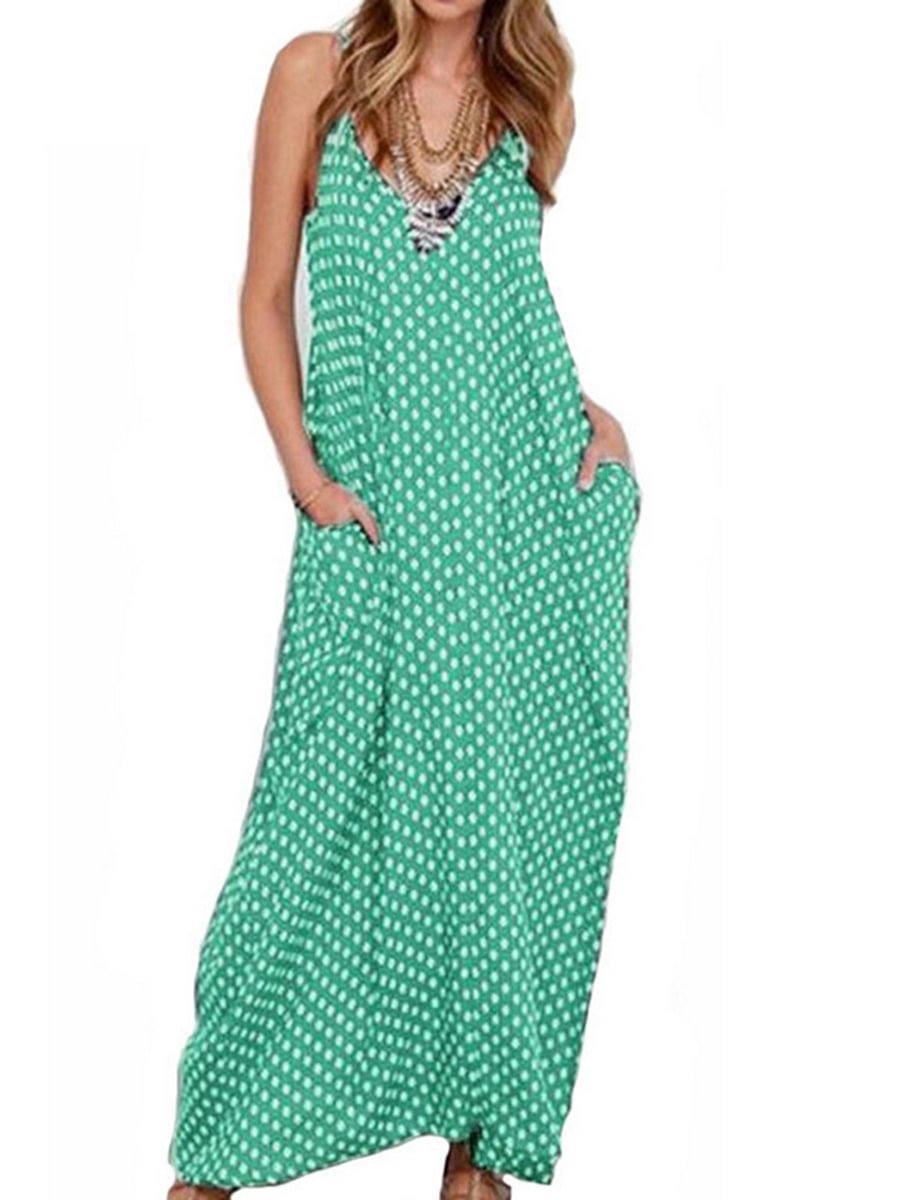 Spaghetti Strap Printed Maxi Dress