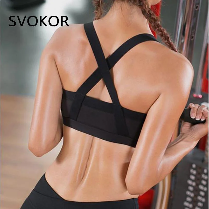 SVOKOR 2XL Sexy Bra Women Sport Deep V-Neck Summer Gym Lingerie feminina Fitness Active Bras Running Cross Back Underwear