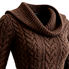 Women's Country Cable Knit Turtleneck Sweater Brown by Inlyline