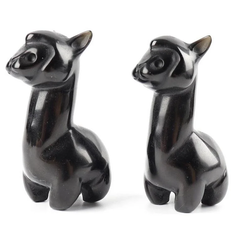 Black Obsidian Crystal Carving Animal Bulk Alpaca Free Form