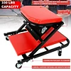EASYBERG 40" Inch Foldable Creeper Seat, 2 in 1 Z Shape Creeper and Seat, 6 Swivel Casters Wheeled Creeper for Garage Shop, 330 lbs Capacity, Red