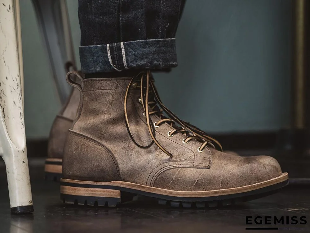 Cow Split Leather Men Boots Comfortable Boots Men Footwear Rubber Ankle Boots Men's Shoes | EGEMISS