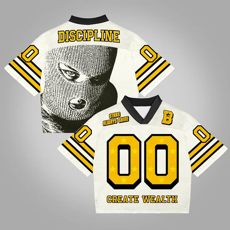 Street Creation Of Wealth No 00 Portrait Of Gangs Printed Blokette Blokecore V-Neck Cotton T-Shirt