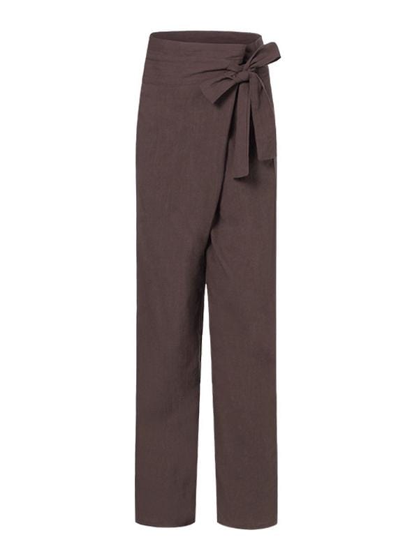 Rotimia Solid Color High-waist Pleated Casual Pants