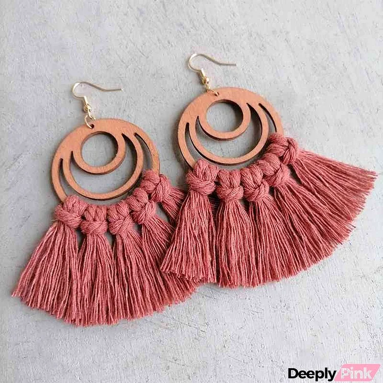 Tassel Detail Geometric Earrings