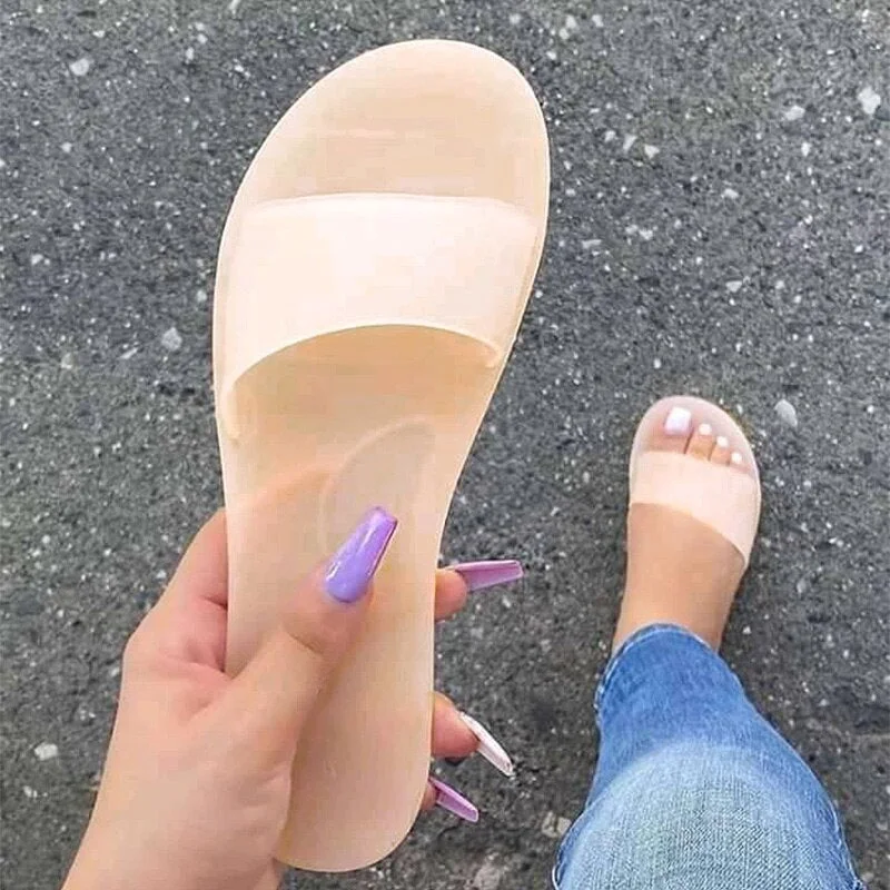 Summer Jelly Sandals For Women 2021 Slipper Shoes Candy Colors Transparent Slides Women Y2K Beach Shoes Flat Sneakers Flip Flops