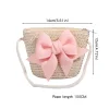 Cute Bow Straw Shoulder Bags Baby Girls Handmade Woven Crossbody Bag Princess Kids Messenger Bags Mini Coin Purse Beach Handbags