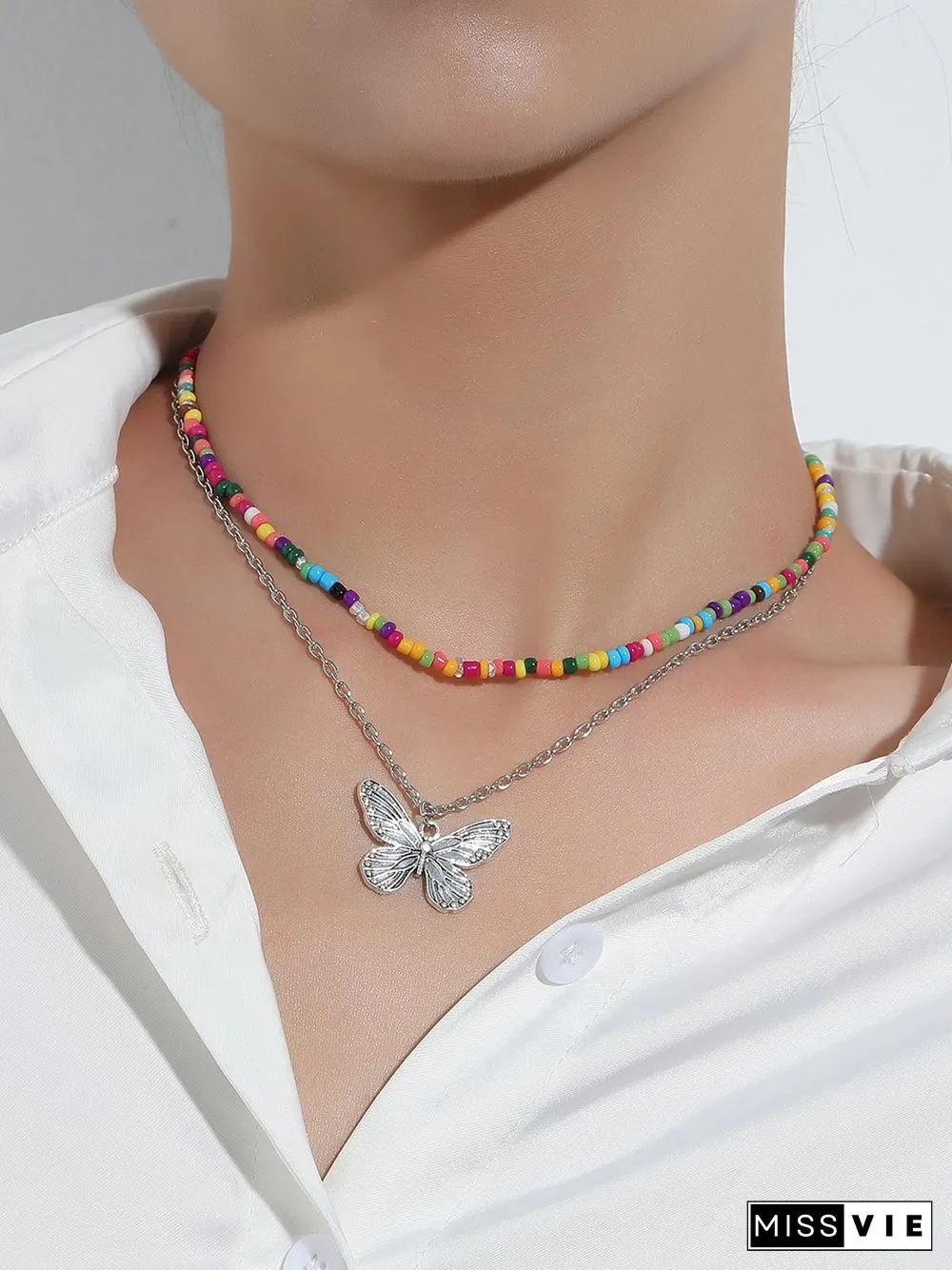 Boho Rice Bead Double Layer Necklace