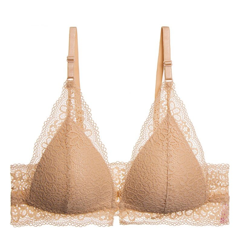 CINOON Sexy Lace Wireless Front Closure Bra For Women Sexy Embroidery Lingerie Push Up Bra Comfort Breathable Backless Bralette