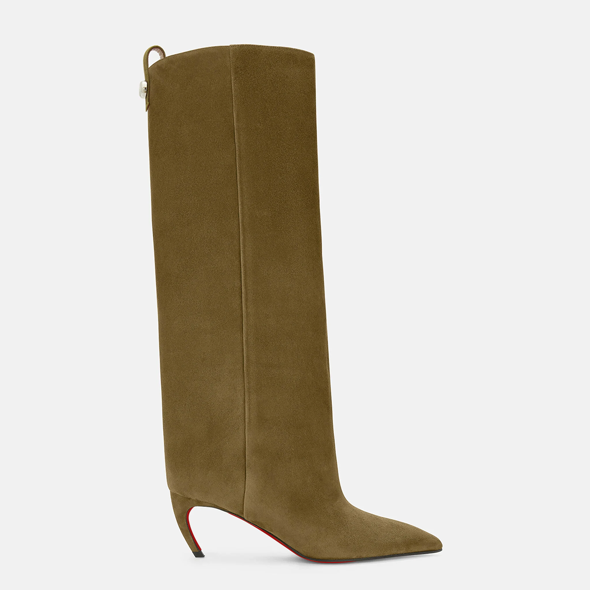 70mm Women's Pointed Toe Stiletto Heel  Red Bottom Knee Boots-MERUMOTE