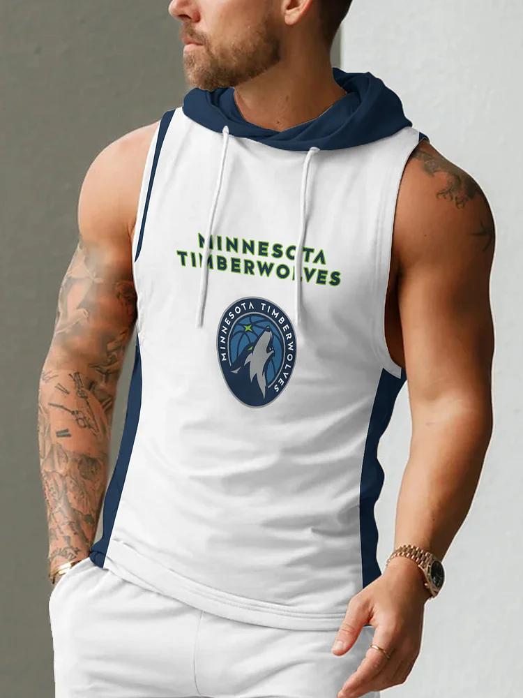 Minnesota Timberwolves Men's Casual Comfy Sleeveless Hooded Tank Top