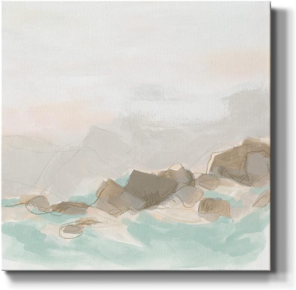 Renditions Gallery Modern Canvas Artwork Paintings & Prints for Home Decorations Rustic Brown Beach Stones Abstract Wall Art for Living Room Office Hotel Decorations - 10 inch X10 inch  LT514 10X10