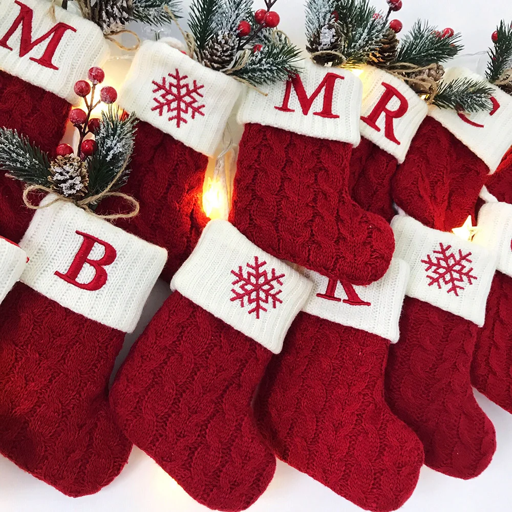 Winter new alphabet Christmas socks knitted socks
