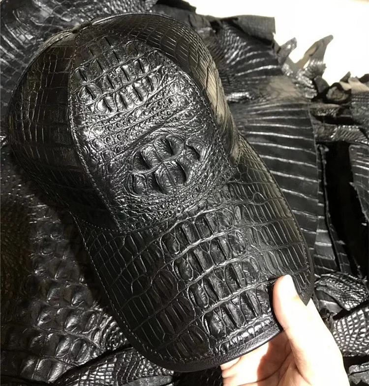 Authentic Alligator Skin Mens Hip Hop Headwear Baseball Cap Genuine Exotic Crocodile Leather Male Adjustable Snapback Hat
