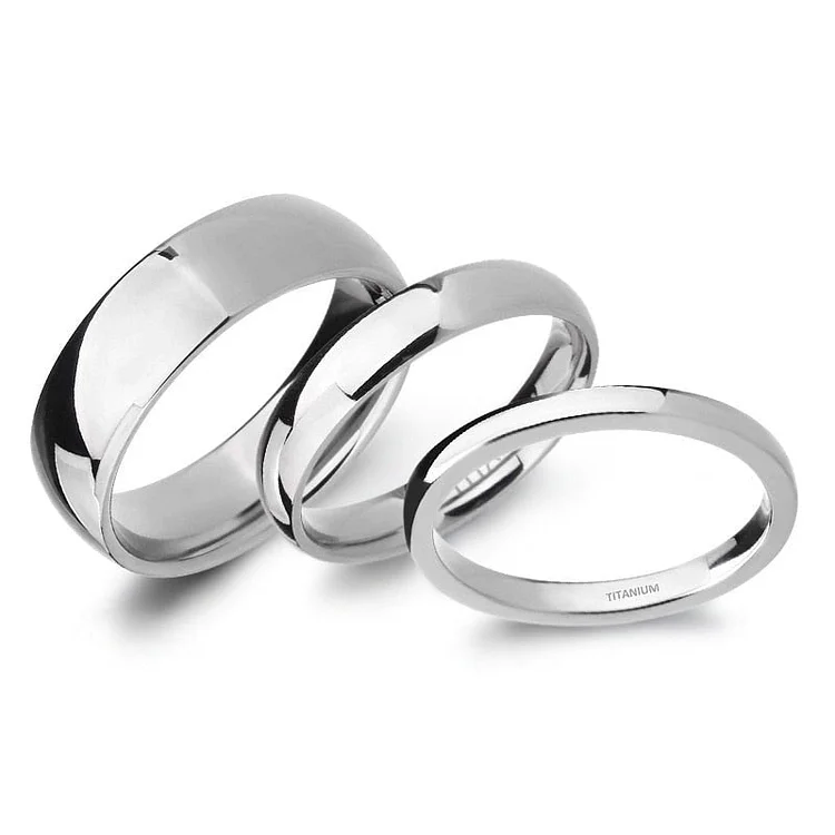 2mm, 4mm or 6mm Smooth Polished Titanium Unisex Rings (2 colors)