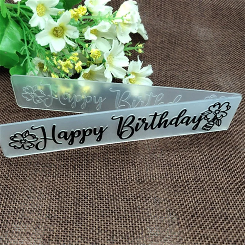 Happy Birthday geometric Plastic Embossing Folder For Scrapbook DIY Album Card Tool Plastic Template
