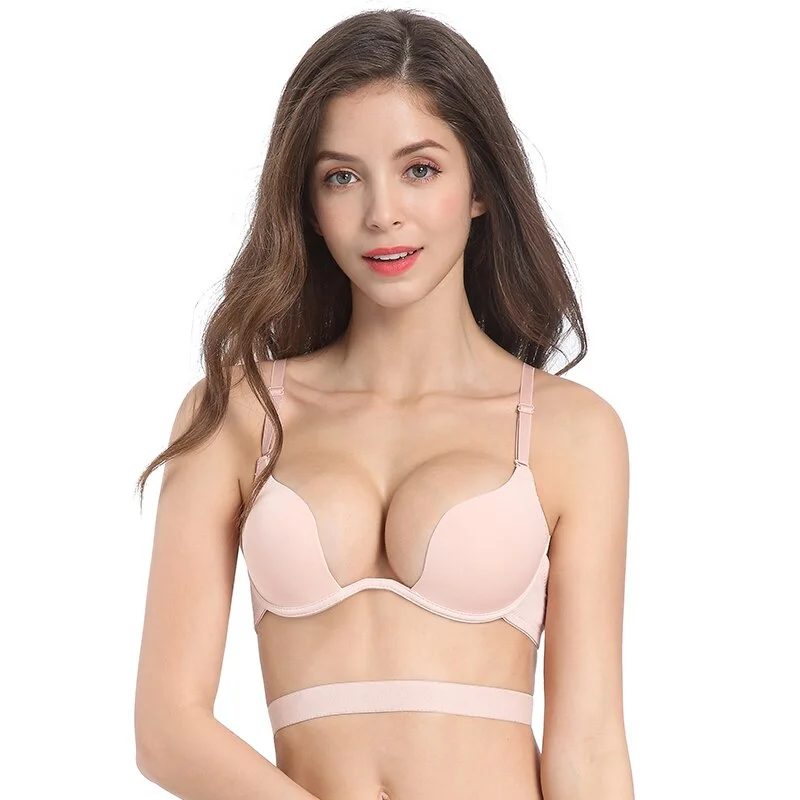 Japanese Style Deep V Push Up Bra Strapless Underwire Underwear Women Sexy Soutien Gorge Thin Half Cup Lingerie Beauty