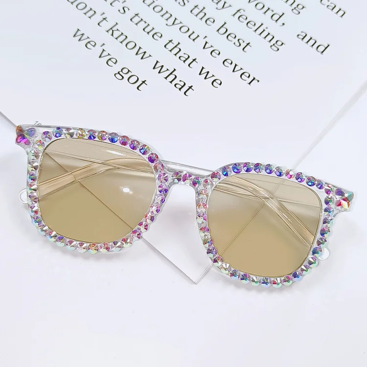 Demandernyc 2025 New Diamond-studded Cat's Eye Sunglasses Women's Summer Sunscreen UV Personalized Sunglasses