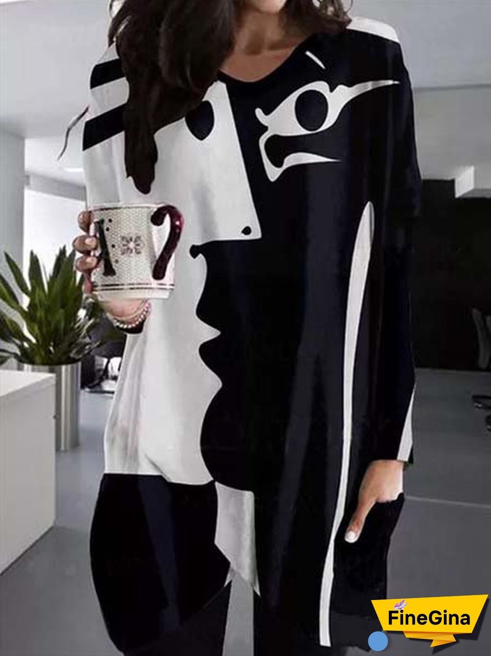 Long Sleeve Printed Casual Loosen T-shirt