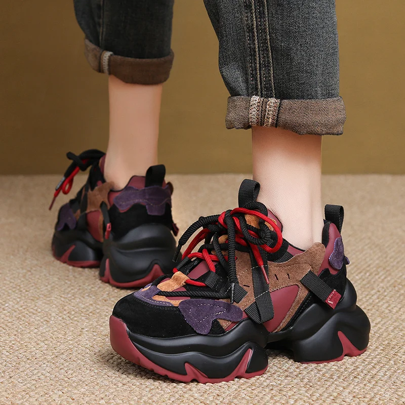 Yyvonne Color Old Dad Shoes In The Autumn And Winter 2025 New Thick Soles Light Casual Sneakers Warm Plus Velvet Cotton Shoes