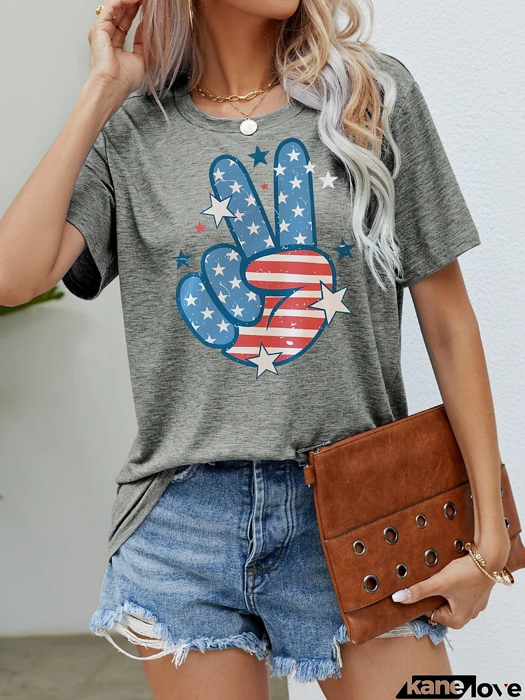 US Flag Peace Sign Hand Graphic Tee