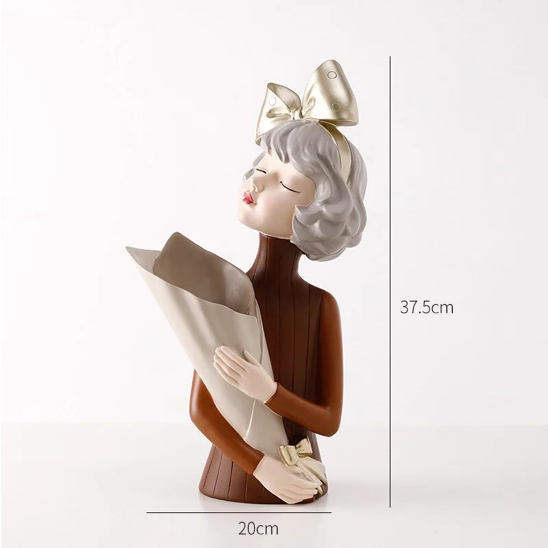 Moden Girl Sculpture Resin Art Statue Fairy Fashion Nordic Home Decoration Tabletop Figurines Gifts Bedroom Decor Accessories
