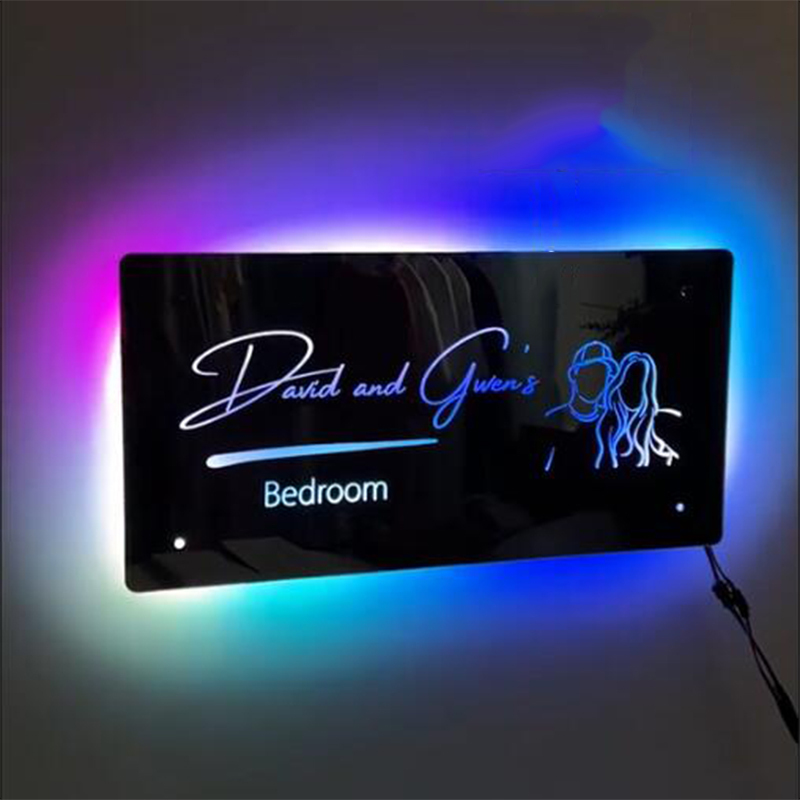 Loveyoufancy Personalized Line Photo Engraved Mirror Light Bedroom Sign
