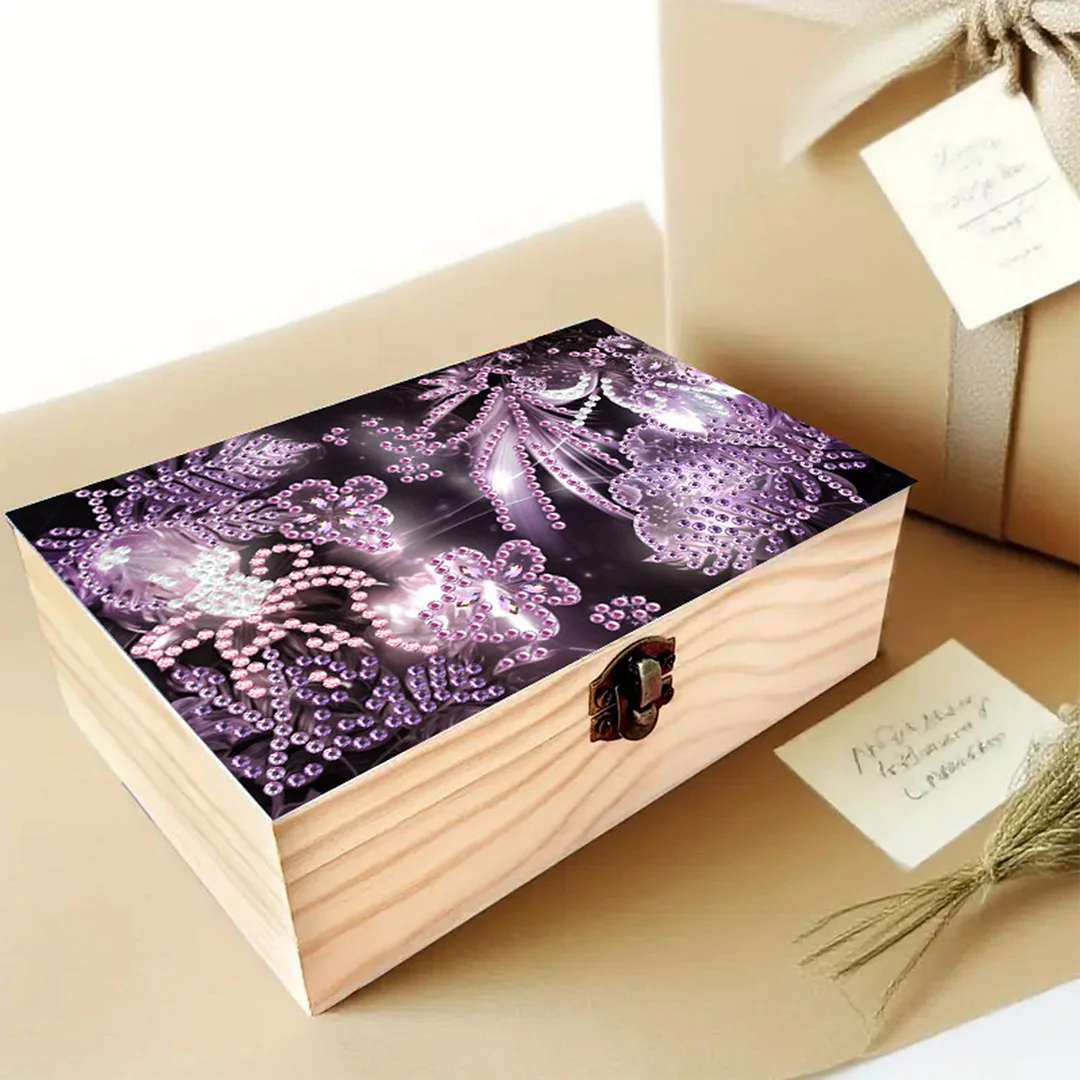 Purple Ambiance DIY Wooden 5D Diamond Art Diamond Art Storage Box for Adults