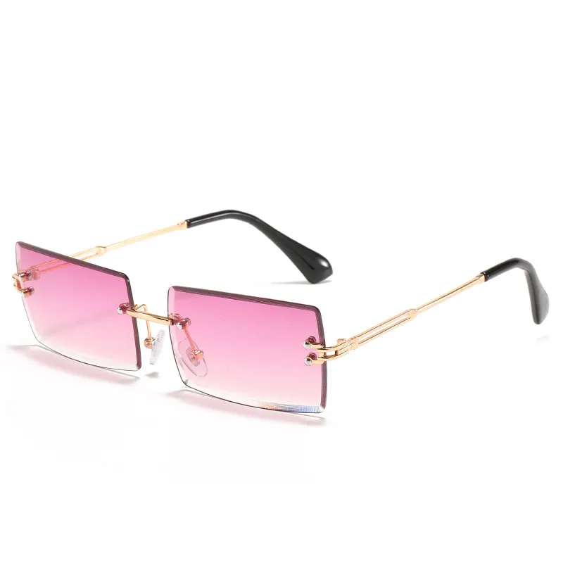 Style Luxe Rimless Rectangular Luxury Square Sunglasses Trendy Rimless Rectangle New Cut Design ...