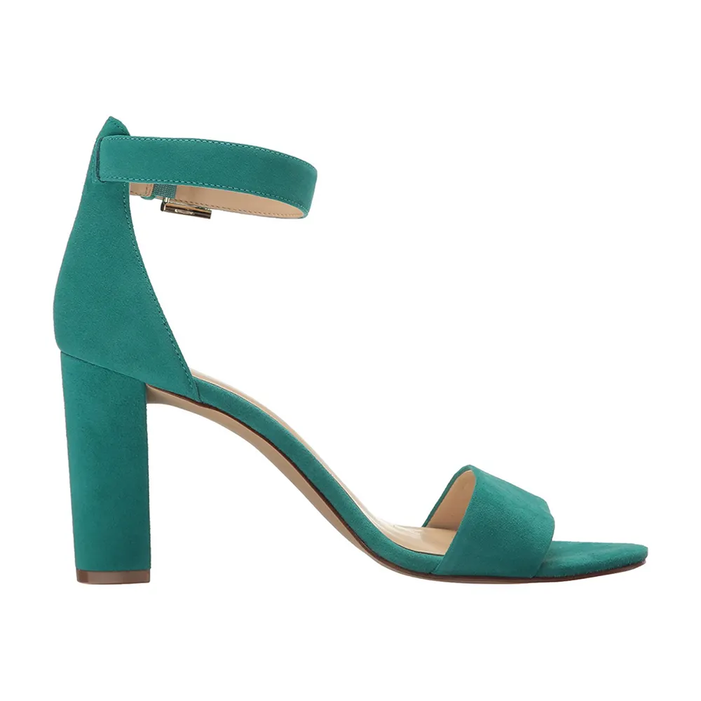 90mm Women's Ankle Strap Pumps Heel Suede Sandals-vocosishoes