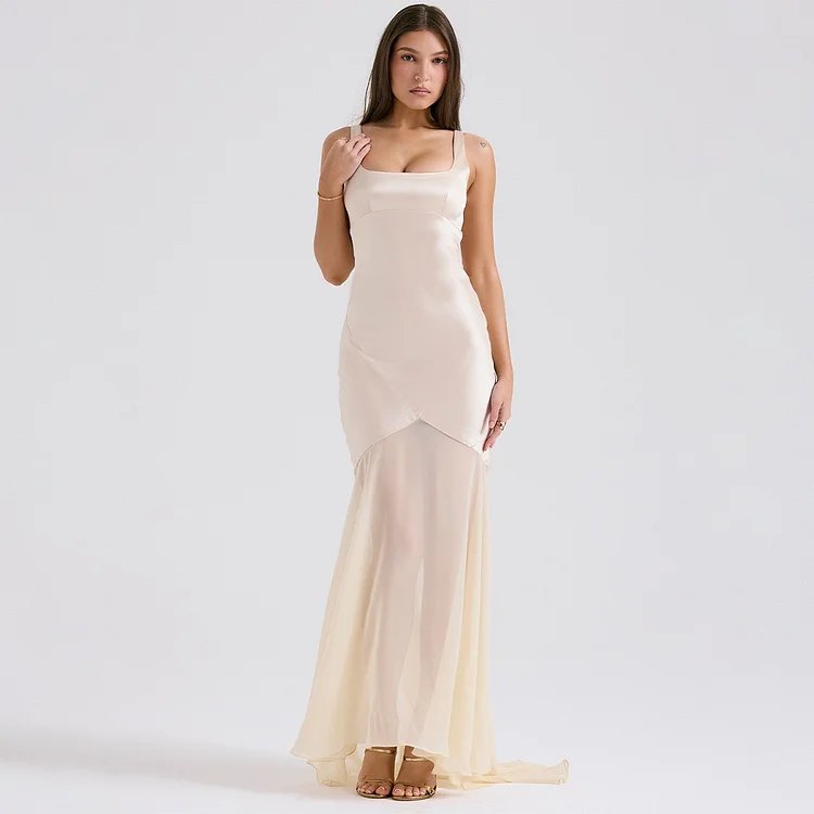 Sheer Overlay Long Dress