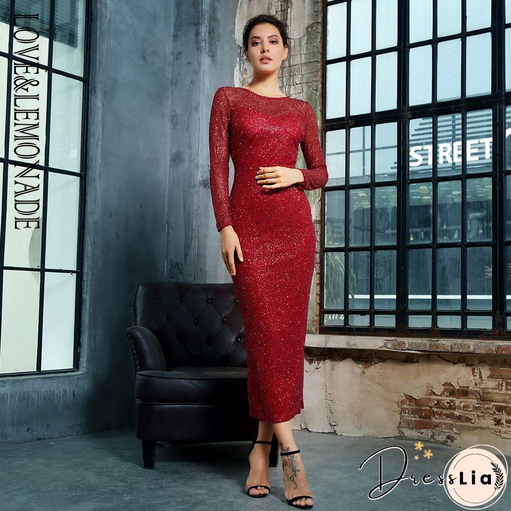 Navy 0-Neck Open Back Glued Material Mid-Calf Dress LM81350