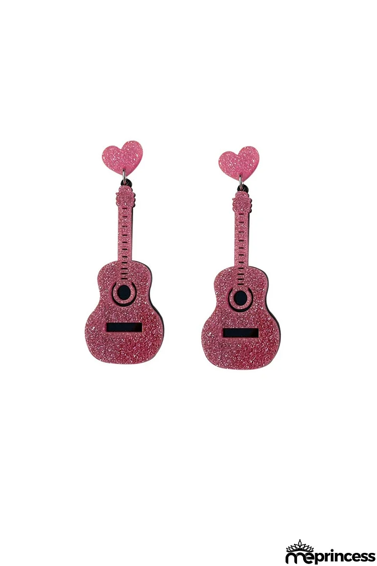 Glitter Guitar Earrings