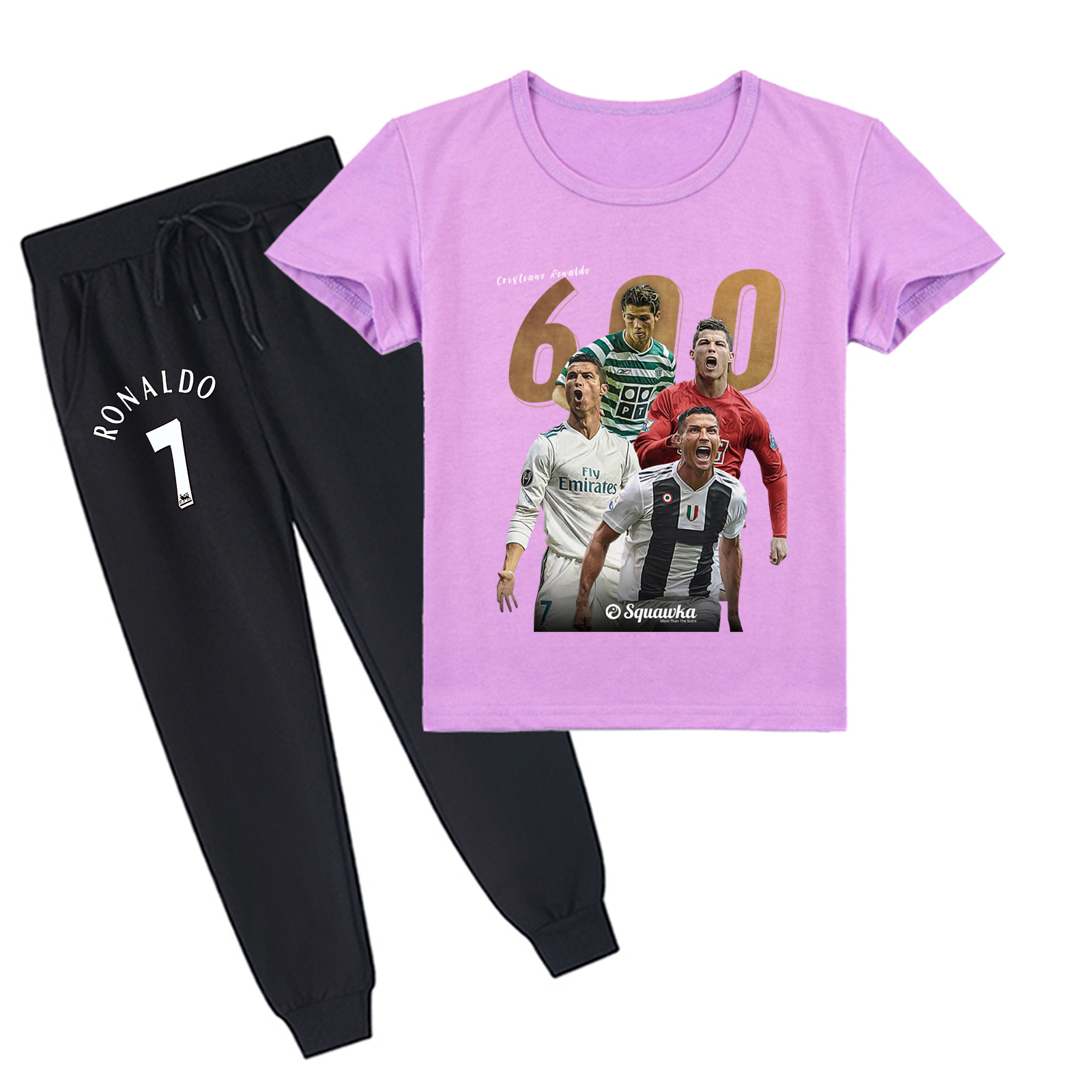 Mayoulove Kids' Cristiano Ronaldo Short Sleeve T-Shirt Set - Unisex Soccer Tee for Boys  Girls, Perfect Gift-Mayoulove