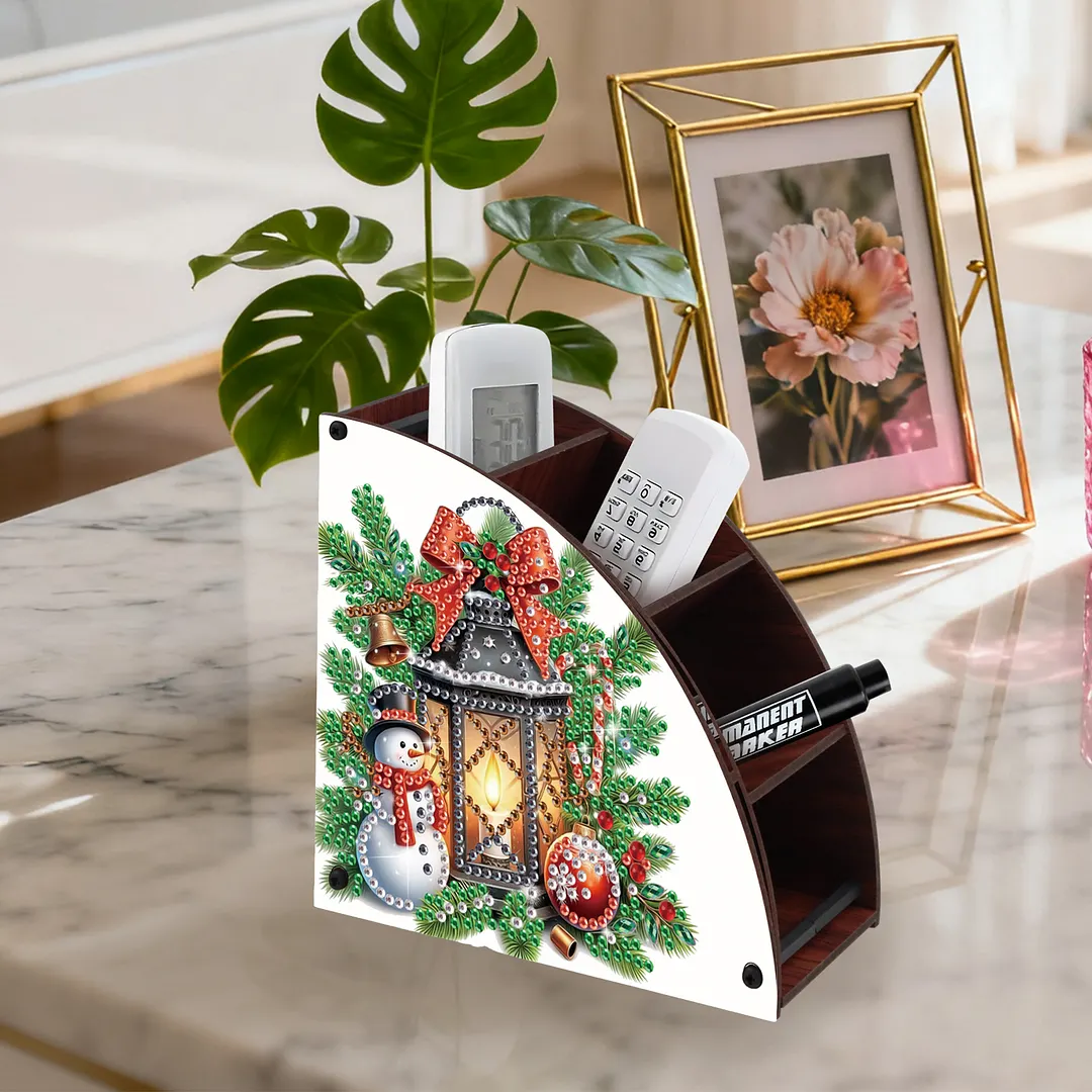 DIY Diamond Painting Kit Triangle Shaped Organizer Box Christmas Lamp Wooden Box