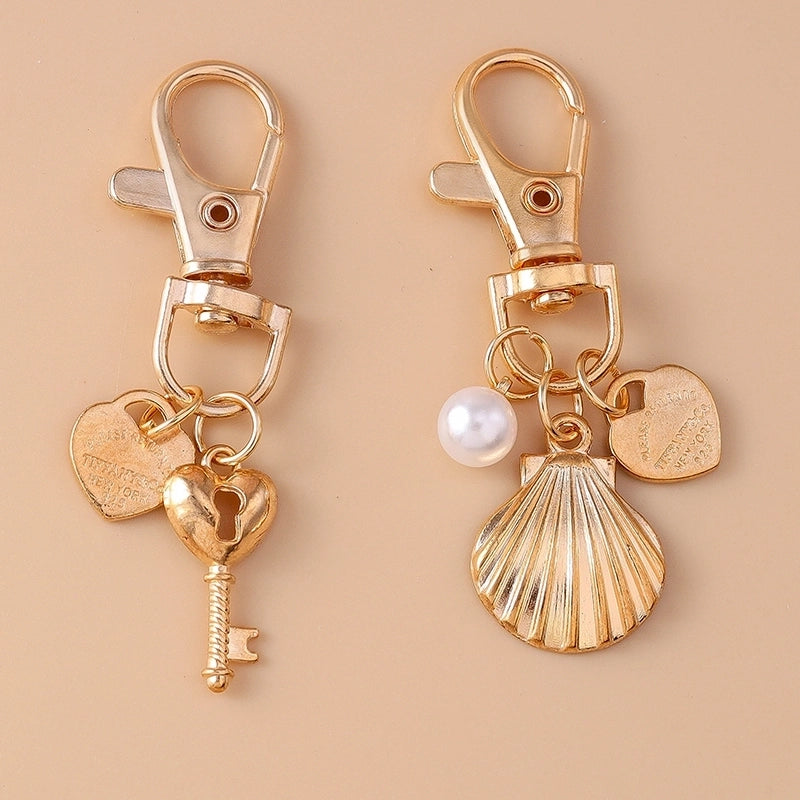Casual Minimalist Commute Heart Shape Shell Key Alloy Keychain