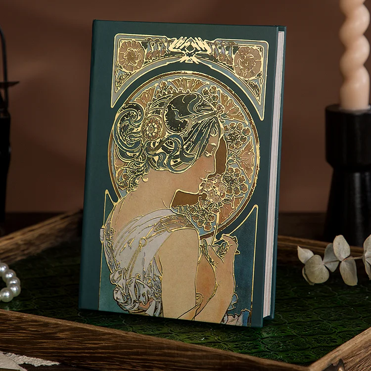Journalsay 256 Pages/book Girls and Love Poems Series Vintage Character Mucha Hardcover Notebook