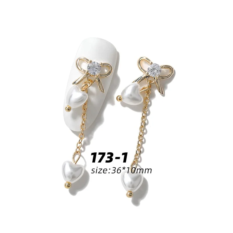 HNUIX 2Pieces 3D Metal Zircon Nail art Decorations Zircon Rhinestone Nail Art Jewelry Alloy Zircon Tassel Pendant Nail Accessory