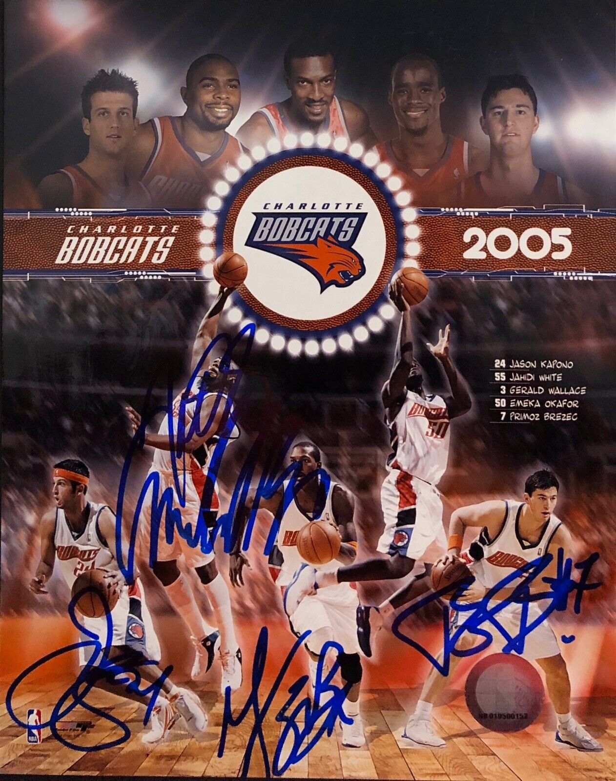 2005 Charlotte Bobcats Signed Team 8x10 Photo Poster painting Okafor Wallace Kapono Brezec White