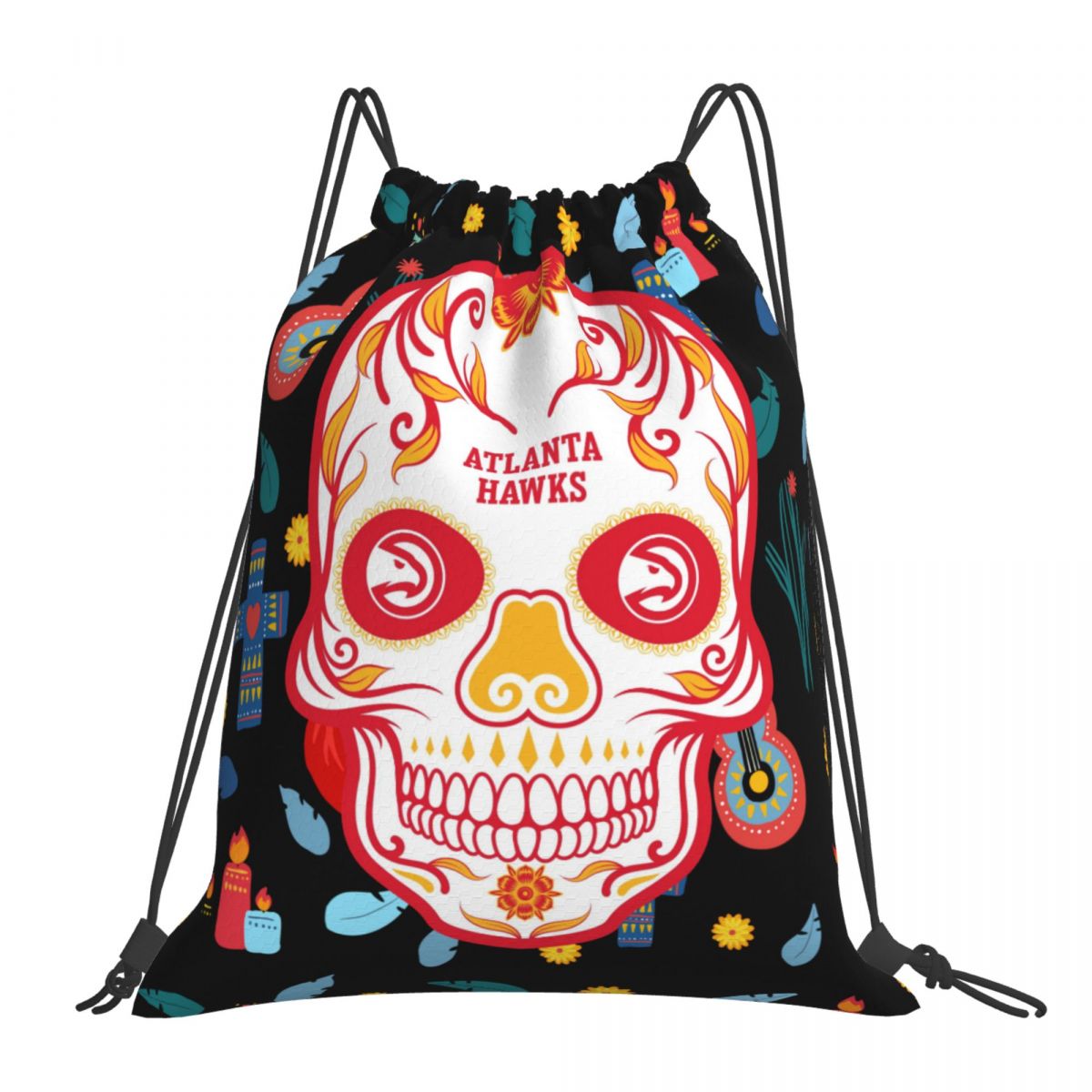 Atlanta Hawks Skull Unisex Drawstring Backpack Bag Travel Sackpack