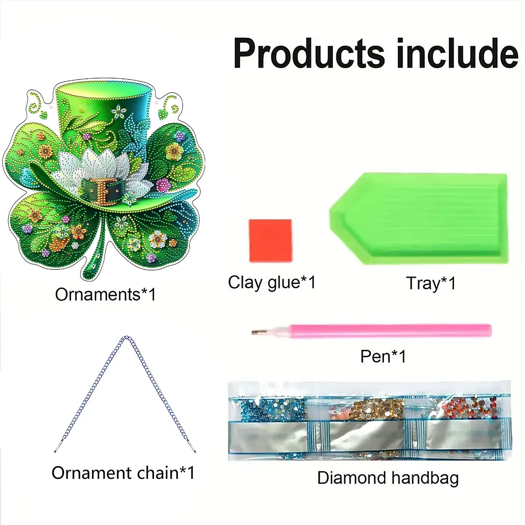 St. Patrick s Day 1 DIY 2D Flat Acrylic Diamond Painting Dots Pendant for Adults