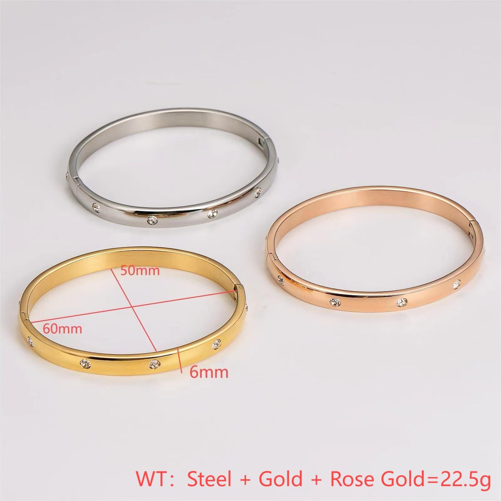 Expressive Tennis / Diamond Line Stainless Steel Electroplating Bangles