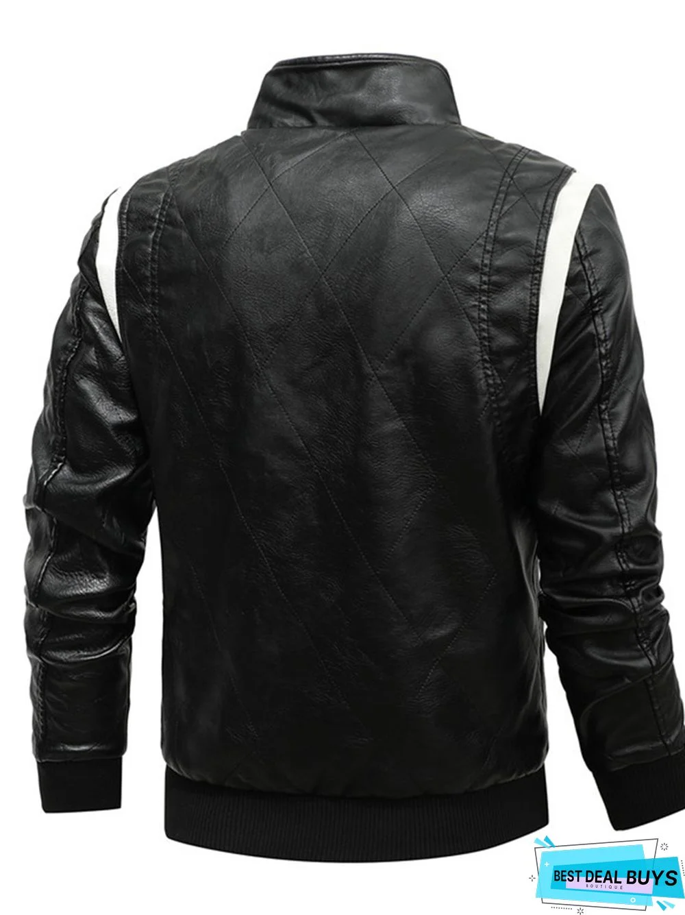 Men's Pu Leather Casual Stand Collar Coat