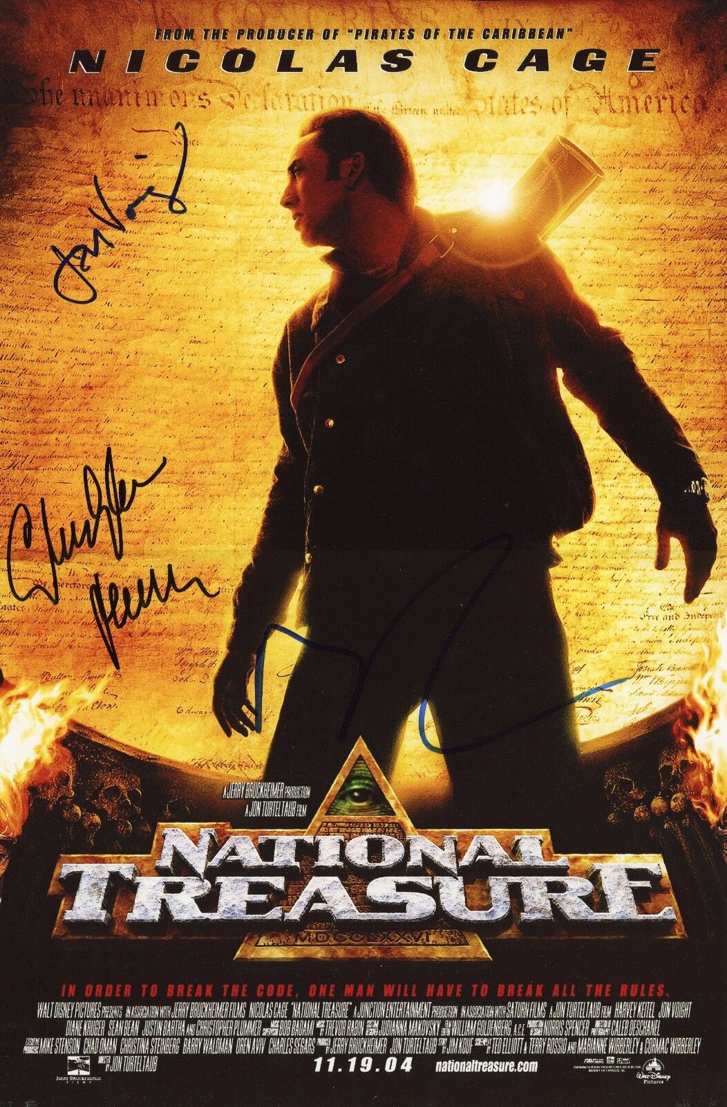 ~NICOLAS CAGE (+2) Authentic Hand-Signed NATIONAL TREASURE 11x17 Photo Poster painting (PROOF)~