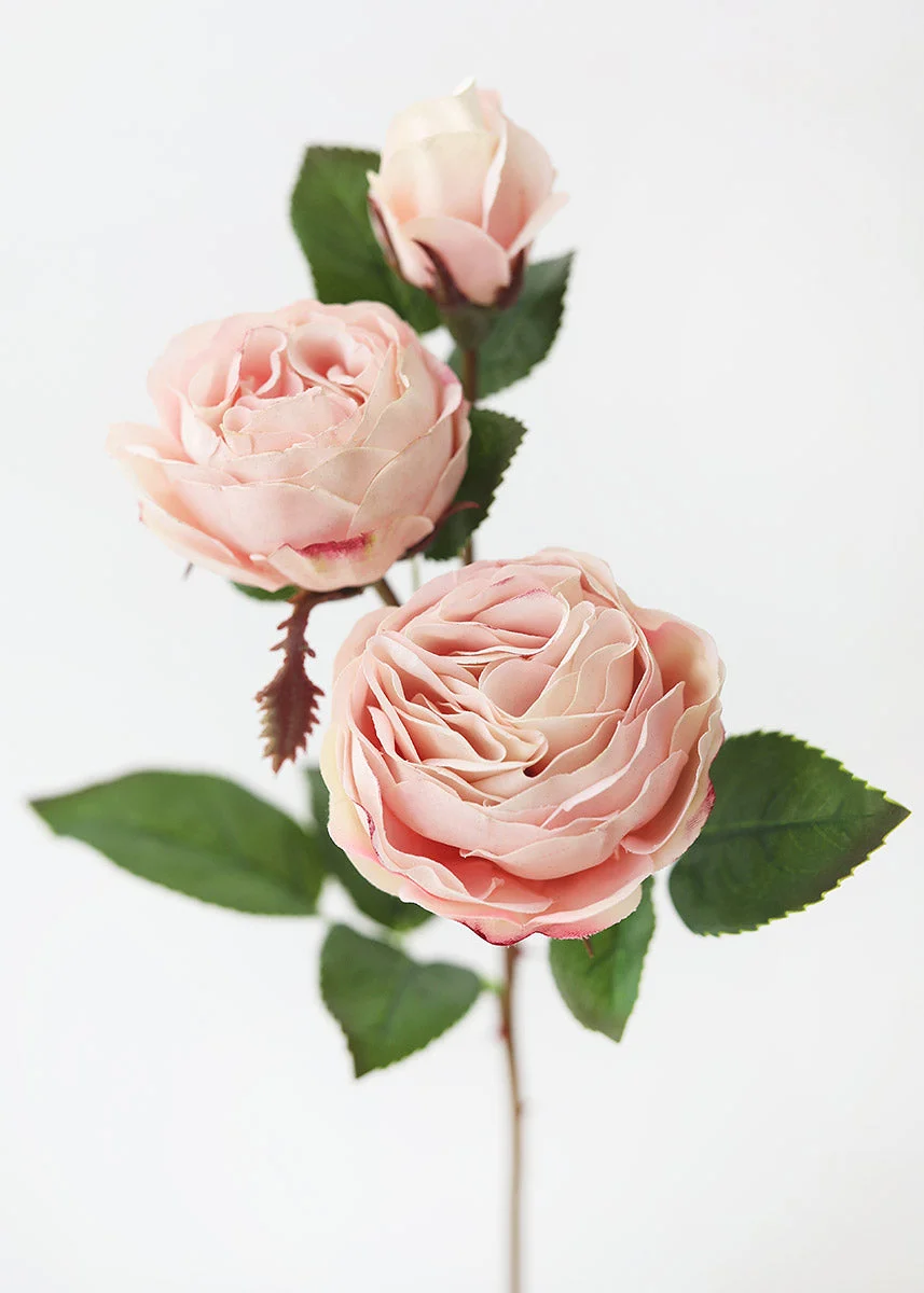 Natural Touch Faux Ruffle Rose Spray in Sugar Pink - 21"